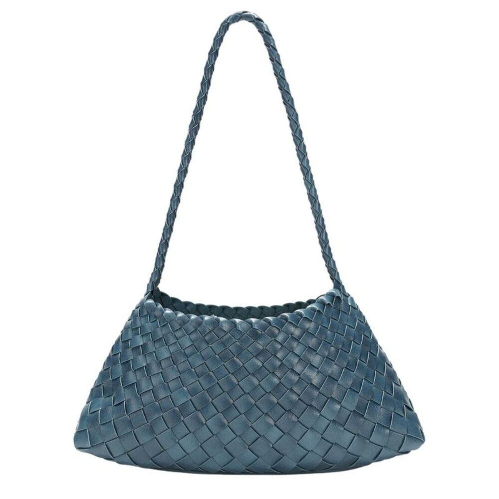 Tiffany & Fred Paris Hand-Woven Leather Shoulder Bag, Blue